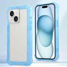 For iPhone 15 Transparent Matte TPU Hybrid PC 3-in-1 Phone Case(Blue) - 1