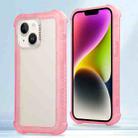 For iPhone 14 Plus Transparent Matte TPU Hybrid PC 3-in-1 Phone Case(Pink) - 1