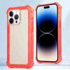 For iPhone 14 Pro Transparent Matte TPU Hybrid PC 3-in-1 Phone Case(Orange) - 1