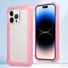 For iPhone 14 Pro Transparent Matte TPU Hybrid PC 3-in-1 Phone Case(Pink) - 1