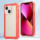 For iPhone 13 Transparent Matte TPU Hybrid PC 3-in-1 Phone Case(Orange) - 1