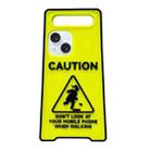 For iPhone 15 Warning Signs Noctilucent Silicone Phone Case(Yellow) - 1