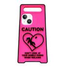 For iPhone 14 Warning Signs Noctilucent Silicone Phone Case(Red) - 1