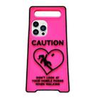 For iPhone 14 Pro Max Warning Signs Noctilucent Silicone Phone Case(Red) - 1