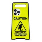 For iPhone 13 Pro Max Warning Signs Noctilucent Silicone Phone Case(Yellow) - 1