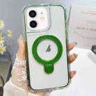 For iPhone 12 / 12 Pro Translucent 3 in 1 Holder MagSafe Phone Case(Green) - 1