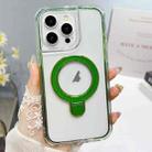 For iPhone 13 Pro Translucent 3 in 1 Holder MagSafe Phone Case(Green) - 1