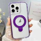 For iPhone 13 Pro Translucent 3 in 1 Holder MagSafe Phone Case(Purple) - 1