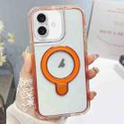 For iPhone 16 Translucent 3 in 1 Holder MagSafe Phone Case(Orange) - 1