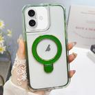 For iPhone 16 Translucent 3 in 1 Holder MagSafe Phone Case(Green) - 1