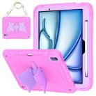 For iPad Air 11 2024 Kickstand PC Hybrid Silicone Tablet Case with Strap(Pink Purple) - 1