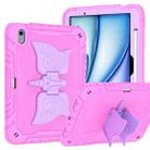 For iPad Air 11 2024 Kickstand PC Hybrid Silicone Tablet Case with Strap(Pink Purple) - 2