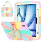 For iPad Air 11 2024 Kickstand PC Hybrid Silicone Tablet Case with Strap(Colorful Rose Gold) - 1