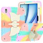 For iPad Air 11 2024 Kickstand PC Hybrid Silicone Tablet Case with Strap(Colorful Rose Gold) - 2