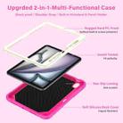 For iPad Air 11 2024 Kickstand PC Hybrid Silicone Tablet Case with Strap(Beige Rose Red) - 3