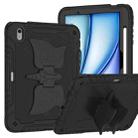 For iPad Air 11 2024 Kickstand PC Hybrid Silicone Tablet Case with Strap(Black) - 2