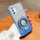 For Samsung Galaxy Note20 Plated Gradient Glitter Round Holder TPU Phone Case(Sierra Blue) - 1