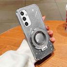 For Samsung Galaxy S24+ 5G Plated Gradient Glitter Round Holder TPU Phone Case(Silver) - 1