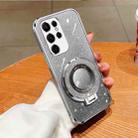 For Samsung Galaxy S23 Ultra 5G Plated Gradient Glitter Round Holder TPU Phone Case(Silver) - 1