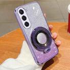 For Samsung Galaxy S23+ 5G Plated Gradient Glitter Round Holder TPU Phone Case(Purple) - 1