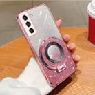 For Samsung Galaxy S22+ 5G Plated Gradient Glitter Round Holder TPU Phone Case(Pink) - 1