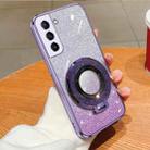 For Samsung Galaxy S22+ 5G Plated Gradient Glitter Round Holder TPU Phone Case(Purple) - 1