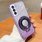 For Samsung Galaxy S21 FE 5G Plated Gradient Glitter Round Holder TPU Phone Case(Purple) - 1