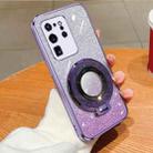 For Samsung Galaxy S20 Ultra Plated Gradient Glitter Round Holder TPU Phone Case(Purple) - 1