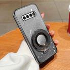 For Samsung Galaxy S10+ Plated Gradient Glitter Round Holder TPU Phone Case(Black) - 1