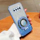 For Samsung Galaxy S10 Plated Gradient Glitter Round Holder TPU Phone Case(Sierra Blue) - 1
