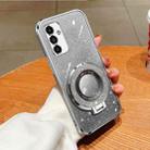 For Samsung Galaxy A13 5G / A04s Plated Gradient Glitter Round Holder TPU Phone Case(Silver) - 1