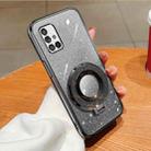 For Samsung Galaxy A71 4G Plated Gradient Glitter Round Holder TPU Phone Case(Black) - 1