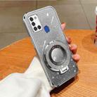 For Samsung Galaxy A21s Plated Gradient Glitter Round Holder TPU Phone Case(Silver) - 1