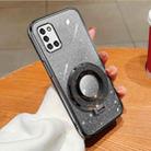 For Samsung Galaxy A31 4G Plated Gradient Glitter Round Holder TPU Phone Case(Black) - 1