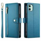 For iPhone 11 Nine Card-slot Zipper Wallet Bag Leather Phone Case(Blue) - 2