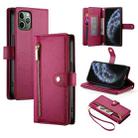 For iPhone 11 Pro Nine Card-slot Zipper Wallet Bag Leather Phone Case(Red) - 1