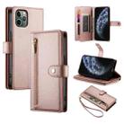 For iPhone 11 Pro Nine Card-slot Zipper Wallet Bag Leather Phone Case(Pink) - 1