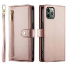 For iPhone 11 Pro Nine Card-slot Zipper Wallet Bag Leather Phone Case(Pink) - 2