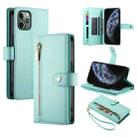 For iPhone 11 Pro Nine Card-slot Zipper Wallet Bag Leather Phone Case(Mint Green) - 1