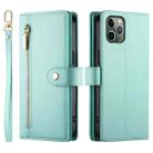 For iPhone 11 Pro Nine Card-slot Zipper Wallet Bag Leather Phone Case(Mint Green) - 2