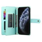 For iPhone 11 Pro Nine Card-slot Zipper Wallet Bag Leather Phone Case(Mint Green) - 3