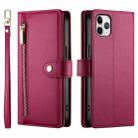 For iPhone 11 Pro Max Nine Card-slot Zipper Wallet Bag Leather Phone Case(Red) - 2