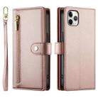 For iPhone 11 Pro Max Nine Card-slot Zipper Wallet Bag Leather Phone Case(Pink) - 2