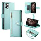 For iPhone 11 Pro Max Nine Card-slot Zipper Wallet Bag Leather Phone Case(Mint Green) - 1