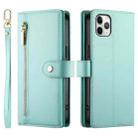 For iPhone 11 Pro Max Nine Card-slot Zipper Wallet Bag Leather Phone Case(Mint Green) - 2