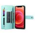 For iPhone 12 / 12 Pro Nine Card-slot Zipper Wallet Bag Leather Phone Case(Mint Green) - 3