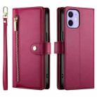 For iPhone 12 mini Nine Card-slot Zipper Wallet Bag Leather Phone Case(Red) - 2