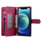 For iPhone 12 mini Nine Card-slot Zipper Wallet Bag Leather Phone Case(Red) - 3