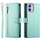 For iPhone 12 mini Nine Card-slot Zipper Wallet Bag Leather Phone Case(Mint Green) - 2