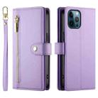 For iPhone 12 Pro Max Nine Card-slot Zipper Wallet Bag Leather Phone Case(Purple) - 2